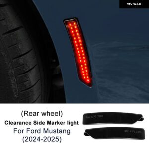M 車用 2個 フロント リア ライト クリアランス サイドマーカー ライト アンバー フォード マスタング 2024 2025 ホワイト レッド LED サイドマーカー - Smoke Lens 01