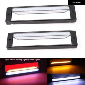 2X 防水 LED トラック トラック ライトトレーラー ブレーキライト ネオンハローテールブレーキストップウィンカー12V / 24Vリアターンバンランプ - 2pcs Clear Lens