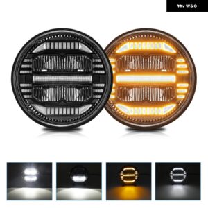 7インチ LED ラングラー ヘッドライト H4 DRL ラウンド ヘッドライト 220W ドット Eマーク ヘッドランプ ジープ JK ヘイリー オフロード ヘッドライト 12V - 2 Pcs