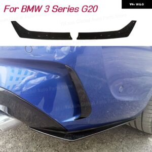 車用リア バンパー ストリップ リップスポイラー ディフューザー スプリッター スクラッチ プロテクター ウィングレット サイドコーナーエクステンション BM - Carbon Look