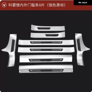 ルノー コレオス 2017-2020 ステンレス リア バンパー プロテクター 車ドアカバー トリム ドアシルプレート内側と外側 - c