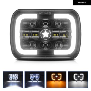 7X6 5X7インチ LED ヘッドライト ラングラー スクエア ヘッドライト 200W 30000LM LED ヘッドランプ DRL ハイ/ローウィンカー オフロード 4X4 車用ライト - 1pcs