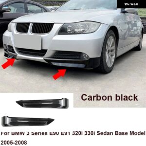 フロント バンパー サイドスプリッターカバー フォグランプ インテークスポイラー リップ BMW 3シリーズ E90 E91 320I 330I セダン ベースモデル 2005 - - Carbon-Black
