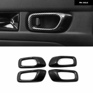 ホンダ シビック ABS アクセサリー カーボン クローム 車内 ドアハンドル パネル ボウルカバー プロテクター トリム ステッカー スタイリング 2022 2023 - Carbon fiber color