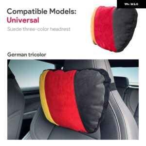 汎用 プレミアム スエード ヘッドレスト ピロー BMW 1 2 3 4 5 7シリーズ / テスラ モデル3 Y ハイランド/ ベンツ A C E GLC クラス - German Color