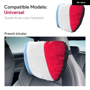 汎用 プレミアム スエード ヘッドレスト ピロー BMW 1 2 3 4 5 7シリーズ / テスラ モデル3 Y ハイランド/ ベンツ A C E GLC クラス - French color