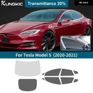 ソーラーUVプライバシー プロテクター TESLA MODEL S MODELS 2020 2021 サマーティント プレカットフィルム カー フロントリア - 20Percent one Set
