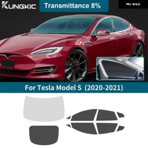 ソーラーUVプライバシー プロテクター TESLA MODEL S MODELS 2020 2021 サマーティント プレカットフィルム カー フロントリア - 8Percent one Set