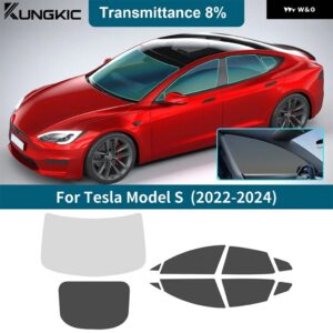 ソーラーUVプライバシー プロテクター テスラ モデルS 2022 2023 2024 サマーティント プレカットフィルム カー フロントリア サイドウィンドウアクセサリー - 8Percent one Set