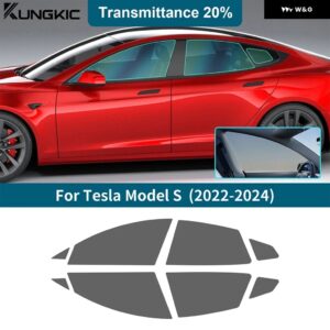 ソーラーUVプライバシー プロテクター テスラ モデルS 2022 2023 2024 サマーティント プレカットフィルム カー フロントリア サイドウィンドウアクセサリー - 20Percent Window