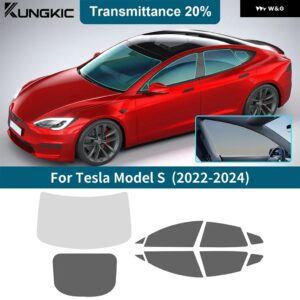 ソーラーUVプライバシー プロテクター テスラ モデルS 2022 2023 2024 サマーティント プレカットフィルム カー フロントリア サイドウィンドウアクセサリー - 20Percent one Set