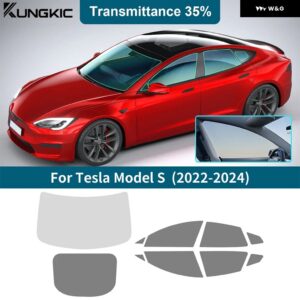 ソーラーUVプライバシー プロテクター テスラ モデルS 2022 2023 2024 サマーティント プレカットフィルム カー フロントリア サイドウィンドウアクセサリー - 35Percent one Set