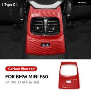 ABS MINI COOPER S JCW COUNTRYMAN F60 車内 リアバック エアベント アウトレット カバー ステッカー パネル アクセサリー グロス ブラック カーボン - type c-red carbon