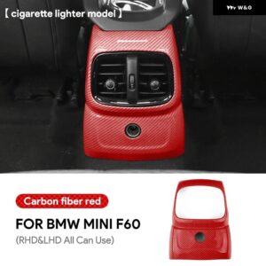 ABS MINI COOPER S JCW COUNTRYMAN F60 車内 リアバック エアベント アウトレット カバー ステッカー パネル アクセサリー グロス ブラック カーボン - cigarette red carbon