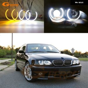 BMW E46 セダン ツーリング 1998-2005 超高輝度 デュアルカラー スイッチバック デイライト ウィンカー SMD LED エンジェルアイキット ハローリング