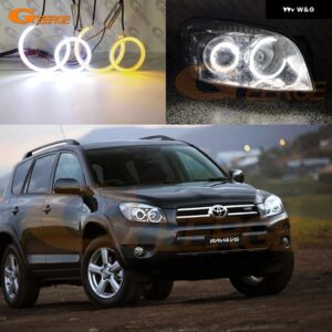 トヨタ RAV4 III 2005 2006 2007 2008 超高輝度 A/W スイッチバック デイライト ウィンカー LED エンジェルアイキット ハローリング - White Only