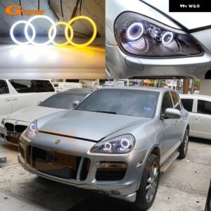 ポルシェ カイエン 957 9PA 2007 2008 2009 2010 超高輝度デイライトウィンカー LEDエンジェルアイキット ハローリング カーアクセサリー - White Only