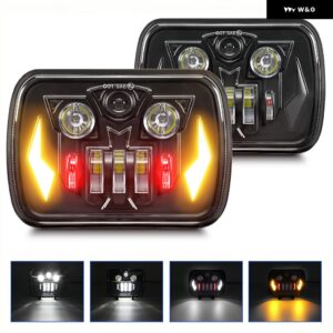 200W 7インチ ラングラー スクエア ヘッドライト 30000LM 6000K/3500K 3色 ヘッドランプ ジープ チェロキー DRL ウィンカー ヘッドライト 9-32V - 2 Pcs