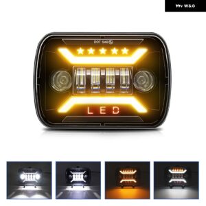 7インチ スクエア ラングラー ヘッドライト 5X7/7X6 オフロード トラック ジープ ヘッドライト H4 200W 6000K/3500K 30000LM ワイド電圧 9-32V - 1pcs