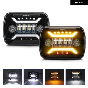 7インチ スクエア ラングラー ヘッドライト 5X7/7X6 オフロード トラック ジープ ヘッドライト H4 200W 6000K/3500K 30000LM ワイド電圧 9-32V - 2pcs