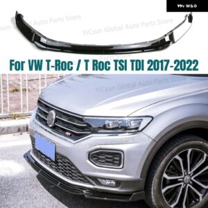 VW T-ROC / T ROC TSI TDI 2017-2022 車用 フロント バンパー リップ スポイラー スプリッター セパレーター フロント バンパー リップ キャップ カバー - Matt Black
