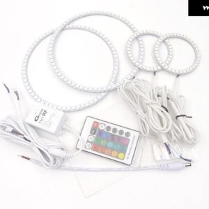 ジープ ラングラー JK 2007 - 14 - 2017 BLUETOOTH アプリ マルチカラー RGB LED エンジェルアイキット ハローリング - 4 Rings Kit