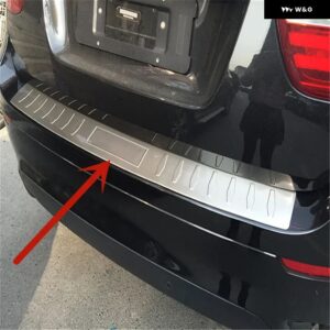 BMW X6 E71 E72 2009 2010 2011-2013 2014 ステンレス リア バンパー プロテクター シル トランク トレッドプレートカバー トリム カー スタイリング - Black Brushed