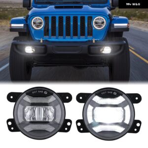 30W 4インチ LED フォグランプ ジープ ラングラー JK JKU LJ TJ ダッジ クライスラー ジャーニー マグナム ホワイト DRL ウィンカー パッシングランプ付き - Type A