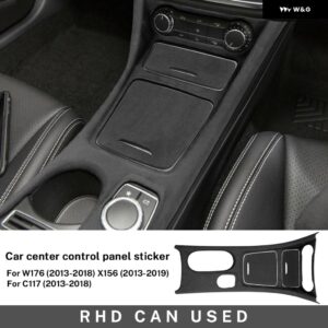 ABS カーボン スエード メルセデス ベンツ A クラス W176 CLA C177 GLA X156 2013-18 カーセンター コンソール ギア シフト パネル トリム カバー - Suede RHD