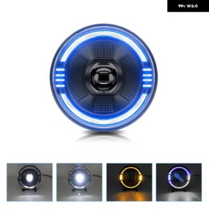 7インチ高出力 ジープ ヘッドライト 250W 30000LM LED ラウンド ヘッドライト ブルー DRL ラングラー ハーレー ハマー SUV H4 ヘッドランプ 6000K 32V - 1 Pcs