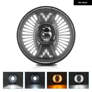 7インチ LED ラングラー ヘッドライト ラウンドプロジェクターレンズ ヘッドライト 240W ハイパワー H4 ジープ JK ハーレー ハマー 4X4 DRL ヘッドランプ - 1 Pcs