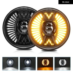 7インチ LED ラングラー ヘッドライト ラウンドプロジェクターレンズ ヘッドライト 240W ハイパワー H4 ジープ JK ハーレー ハマー 4X4 DRL ヘッドランプ - 2 Pcs