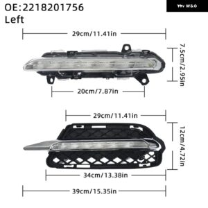 フォグランプ グリル メルセデス ベンツ S クラス W221 2009-2012 オートフロント LED バンパー DRL デイタイム ランニングライト 2218201756 2218201856 - Left 2218201756