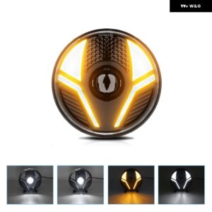 7インチ ジープ ヘッドライト LED ラウンド ヘッドライト H4 ハイパワー 250W 30000LM ヘッドランプ ラングラー JK ハーレー DRL ヘッドライト 6000K 32V - 1 Pcs