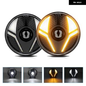 7インチ ジープ ヘッドライト LED ラウンド ヘッドライト H4 ハイパワー 250W 30000LM ヘッドランプ ラングラー JK ハーレー DRL ヘッドライト 6000K 32V - 2 Pcs