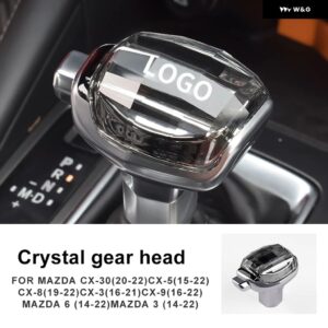LHD ギア シフト ノブクリスタルカバー マツダ CX30 CX5 CX8 CX3 CX9ハンドルスティックヘッド マツダ 3 6アクセサリー - Silver With logo