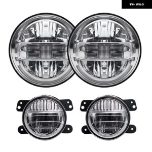 7インチ LED ヘッドライト アセンブリ ホール DRL ハイロービーム 4インチ フォグライトセット ジープ ラングラー JK 2007-2018 LJ CJ TJ 97-18 - JK Headlight