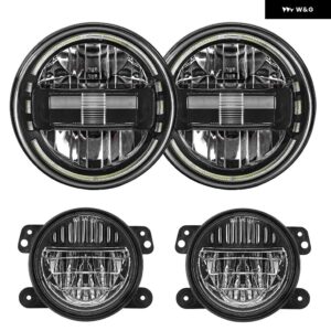 7インチ LED ヘッドライト アセンブリ ホール DRL ハイロービーム 4インチ フォグライトセット ジープ ラングラー JK 2007-2018 LJ CJ TJ 97-18 - JK Headlight2