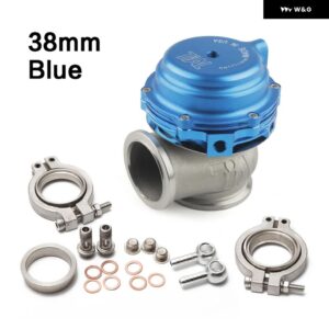 汎用 38MM アウター ウェイストゲート Vバンド フランジ付きターボウェイストゲート スーパーチャージターボ マニホールド ロゴ付き MV-S 38MM - 38mm Blue