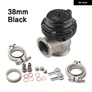 汎用 38MM アウター ウェイストゲート Vバンド フランジ付きターボウェイストゲート スーパーチャージターボ マニホールド ロゴ付き MV-S 38MM - 38mm-Black