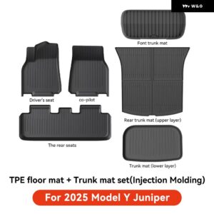 テスラ フロアマット モデルY ジュニパー 2025 車 トランク マット ラゲッジマット TPE 防水 滑り止めセット フロアライナーマット - 6PCS-Set