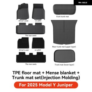 テスラ フロアマット モデルY ジュニパー 2025 車 トランク マット ラゲッジマット TPE 防水 滑り止めセット フロアライナーマット - 9PCS Set