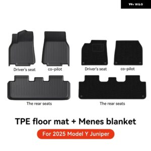 テスラ フロアマット モデルY ジュニパー 2025 車 トランク マット ラゲッジマット TPE 防水 滑り止めセット フロアライナーマット - Floor mat 6pcs
