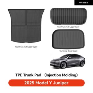 テスラ フロアマット モデルY ジュニパー 2025 車 トランク マット ラゲッジマット TPE 防水 滑り止めセット フロアライナーマット - Tunk mat set
