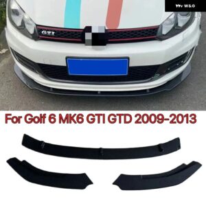 フォルクスワーゲン VW ゴルフ 6 MK6 GTI GTD 2009-2013 フロント バンパー リップスポイラー スプリッター ディフューザー カバー デフレクター - Glossy Black