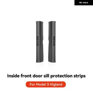 テスラ モデル3 2024 ハイランド リアドアシル パッド カバー ガード スレッショルド バンパー ストリップ シルカーアクセサリー - Silver