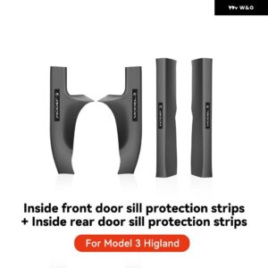 テスラ モデル3 2024 ハイランド リアドアシル パッド カバー ガード スレッショルド バンパー ストリップ シルカーアクセサリー - Gold