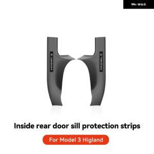 テスラ モデル3 2024 ハイランド リアドアシル パッド カバー ガード スレッショルド バンパー ストリップ シルカーアクセサリー - Orange