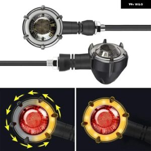 2PCS 汎用 オートバイ LEDフローティング デイタイム ランニングライト アンバー DRLホワイト/ブルー/レッドウィンカー インジケーター オートバイ - Red　Amber　Light