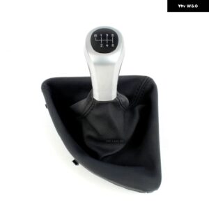 BMW 1シリーズ E81 E82 E87 E88 カー スタイリング 5/6速ギアスティック シフト ノブ レベルPUレザー ブーツ - 6 Speed Silver